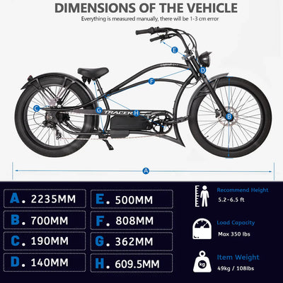 Tracer Bikes | Legend GT7 1000W Electric Cruiser Bike – 1000W Motor, Fat Tires, 80 Miles Range, Chopper Style |  Chico USA, Inc. 