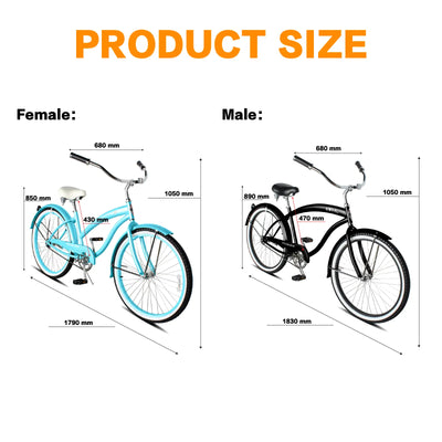 Tracer NOVA 26" Beach Cruiser Bike Single Speed with Moon-Type Handlebar and KT Coaster Brake for Men - Chico USA, Inc.