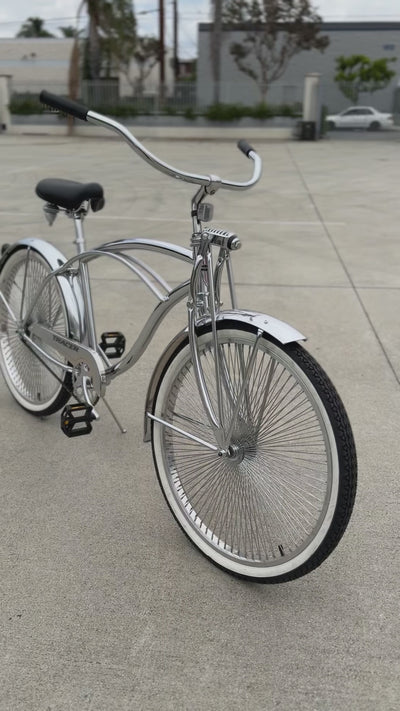 Chrome Tracer Cheetah Vintage Stretch Cruiser Bike with Classic Springer Fork