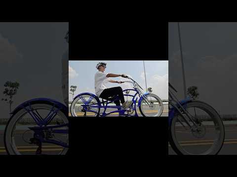 Load video: Tracer Raider Pro DS 26" 7-Speed Chopper Style Stretch Cruiser Bike