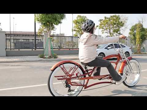 Load video: Scorpion GTS 7 Speed Stretch Chopper Cruiser Bike