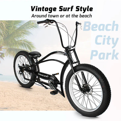 Tracer Bikes | Tracer Siena GT 26'' Chopper Stretch Cruiser Fat Tire Bike with Hi-Rise Handlebars, 1 Speed/7 Speed, Multiple Colors |  Chico USA, Inc. 