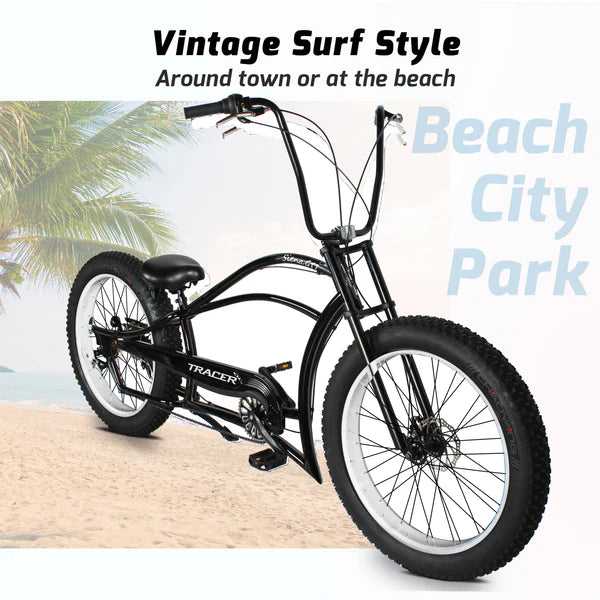 Tracer Bikes | Tracer Siena GT 26'' Chopper Stretch Cruiser Fat Tire Bike with Hi-Rise Handlebars, 1 Speed/7 Speed, Multiple Colors |  Chico USA, Inc. 