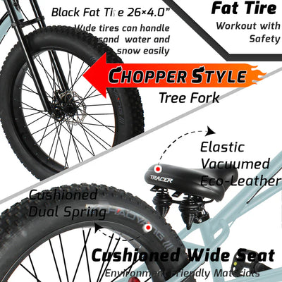 Tracer Bikes | Tracer Siena GT 26'' Chopper Stretch Cruiser Fat Tire Bike with Hi-Rise Handlebars, 1 Speed/7 Speed, Multiple Colors |  Chico USA, Inc. 