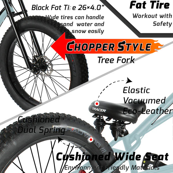 Tracer Bikes | Tracer Siena GT 26'' Chopper Stretch Cruiser Fat Tire Bike with Hi-Rise Handlebars, 1 Speed/7 Speed, Multiple Colors |  Chico USA, Inc. 