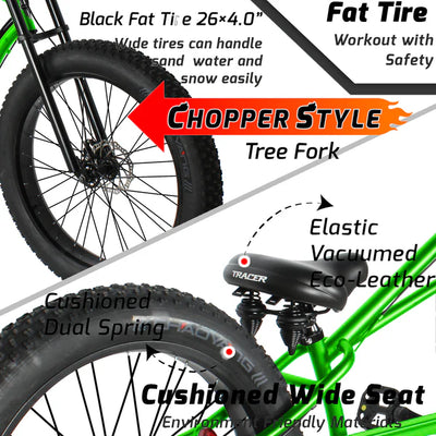 Tracer Bikes | Tracer Siena GT 26'' Chopper Stretch Cruiser Fat Tire Bike with Hi-Rise Handlebars, 1 Speed/7 Speed, Multiple Colors |  Chico USA, Inc. 