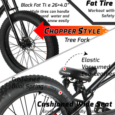 Tracer Bikes | Tracer Siena GT 26'' Chopper Stretch Cruiser Fat Tire Bike with Hi-Rise Handlebars, 1 Speed/7 Speed, Multiple Colors |  Chico USA, Inc. 