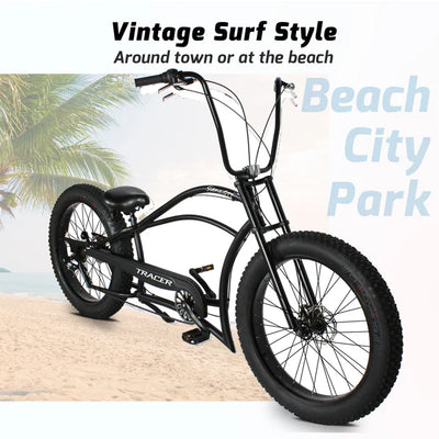 Tracer Bikes | Tracer Siena GT 26'' Chopper Stretch Cruiser Fat Tire Bike with Hi-Rise Handlebars, 1 Speed/7 Speed, Multiple Colors |  Chico USA, Inc. 