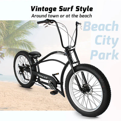 Tracer Siena GT 26'' Chopper Stretch Cruiser Fat Tire Bike with Hi-Rise Handlebars, 1 Speed/7 Speed, Multiple Colors - Chico USA, Inc.