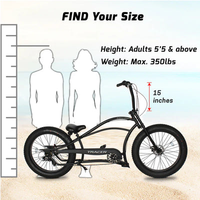 Tracer Bikes | Tracer Siena GT 26'' Chopper Stretch Cruiser Fat Tire Bike with Hi-Rise Handlebars, 1 Speed/7 Speed, Multiple Colors |  Chico USA, Inc. 