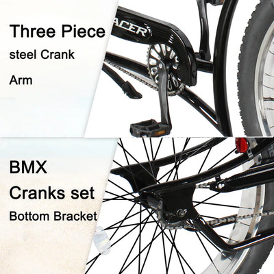 Tracer Siena GT 26'' Chopper Stretch Cruiser Fat Tire Bike with Hi-Rise Handlebars, 1 Speed/7 Speed, Multiple Colors - Chico USA, Inc.