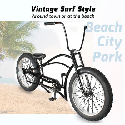 Tracer Siena GT 26'' Chopper Stretch Cruiser Fat Tire Bike with Hi-Rise Handlebars, 1 Speed/7 Speed, Multiple Colors - Chico USA, Inc.