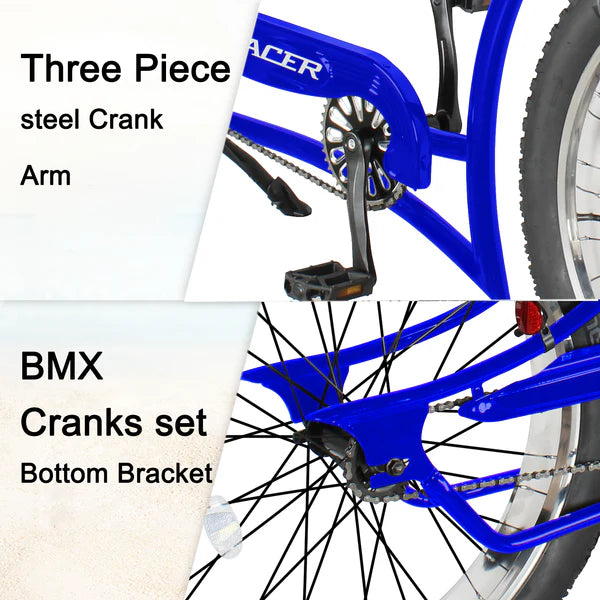 Tracer Siena GT 26'' Chopper Stretch Cruiser Fat Tire Bike with Hi-Rise Handlebars, 1 Speed/7 Speed, Multiple Colors - Chico USA, Inc.