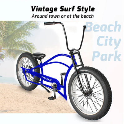 Tracer Siena GT 26'' Chopper Stretch Cruiser Fat Tire Bike with Hi-Rise Handlebars, 1 Speed/7 Speed, Multiple Colors - Chico USA, Inc.