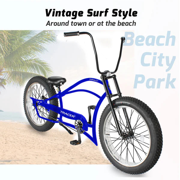 Tracer Siena GT 26'' Chopper Stretch Cruiser Fat Tire Bike with Hi-Rise Handlebars, 1 Speed/7 Speed, Multiple Colors - Chico USA, Inc.