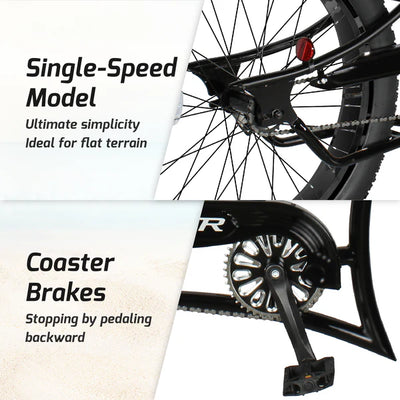 Tracer Siena GT 26'' Chopper Stretch Cruiser Fat Tire Bike with Hi-Rise Handlebars, 1 Speed/7 Speed, Multiple Colors - Chico USA, Inc.