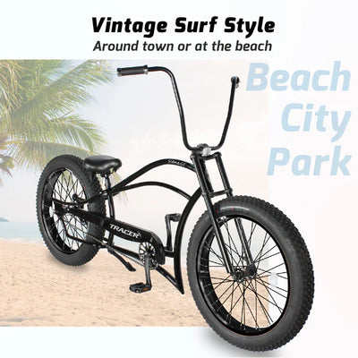 Tracer Siena GT 26'' Chopper Stretch Cruiser Fat Tire Bike with Hi-Rise Handlebars, 1 Speed/7 Speed, Multiple Colors - Chico USA, Inc.
