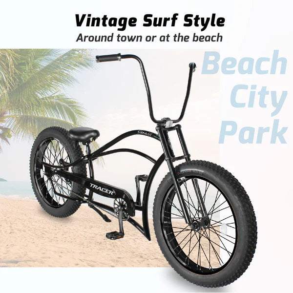Tracer Siena GT 26'' Chopper Stretch Cruiser Fat Tire Bike with Hi-Rise Handlebars, 1 Speed/7 Speed, Multiple Colors - Chico USA, Inc.