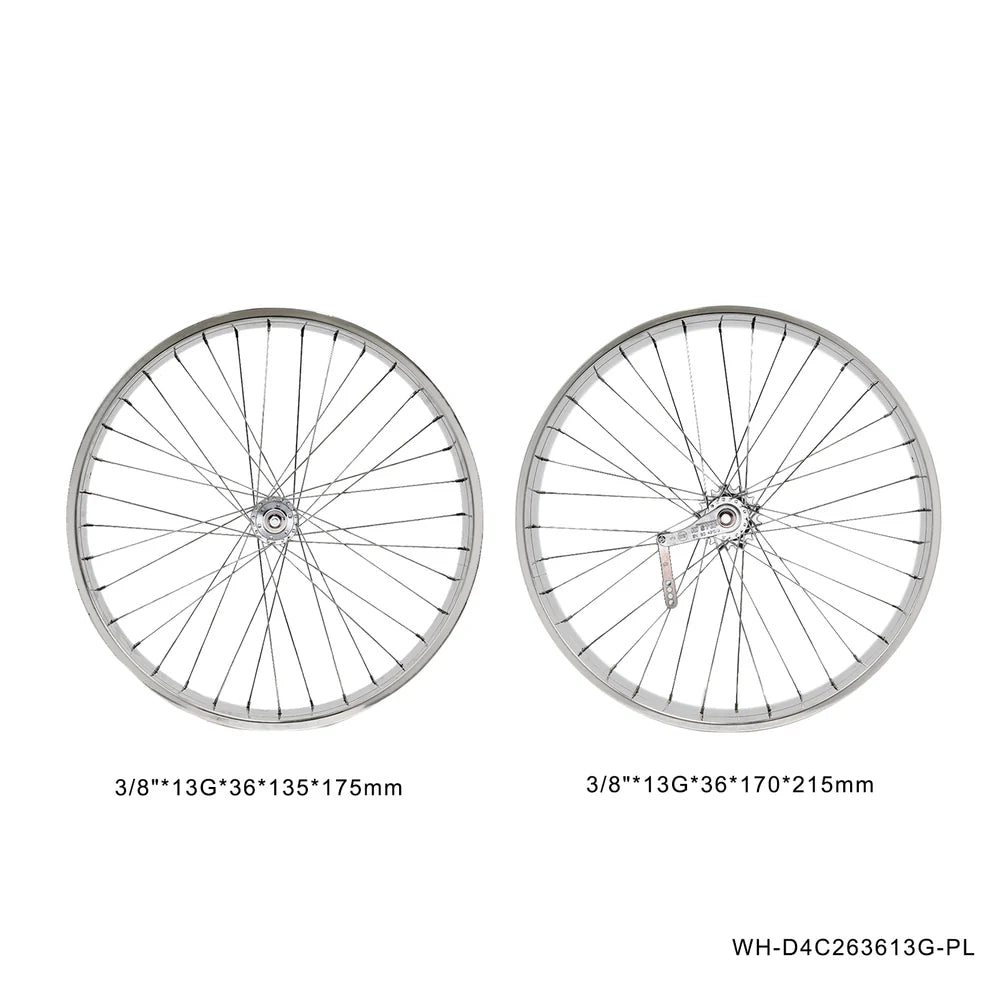 Tracer Bikes | Tracer WH-D4C263613-PL Double Polished Fat Rim Wheelset with Coaster Brake, Chrome Spokes |  Chico USA, Inc. 