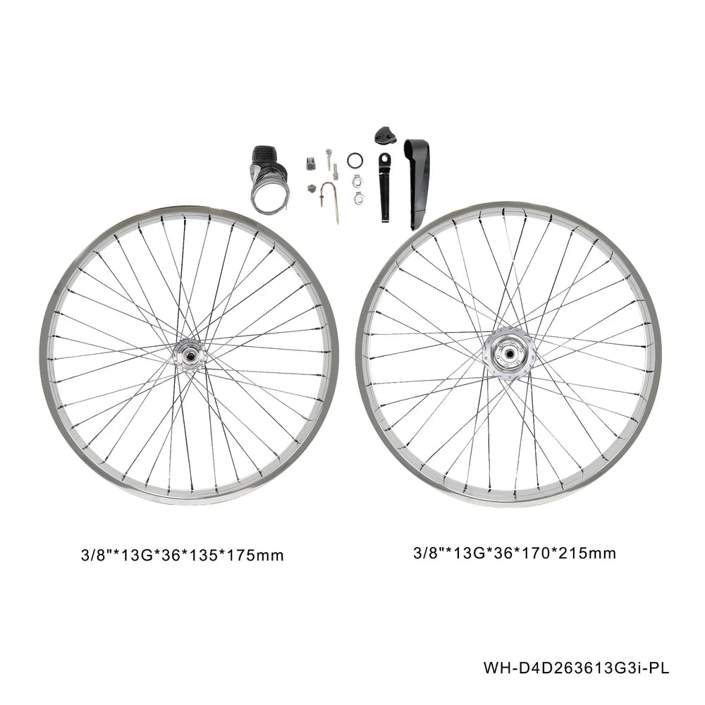 Tracer Bikes | Tracer WH-D4D263613D3i-PL 26" Internal 3 Speed Double Polished Fat Rim Wheelset, Disc Brake Compatible |  Chico USA, Inc. 