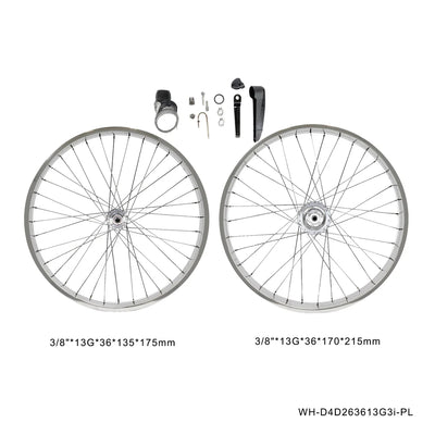 Tracer Bikes | Tracer WH-D4D263613D3i-PL 26" Internal 3 Speed Double Polished Fat Rim Wheelset, Disc Brake Compatible |  Chico USA, Inc. 