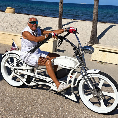 Tracer Raptor Pro DS 800W Chopper Style Stretch Cruiser Bike - Chico USA, Inc.